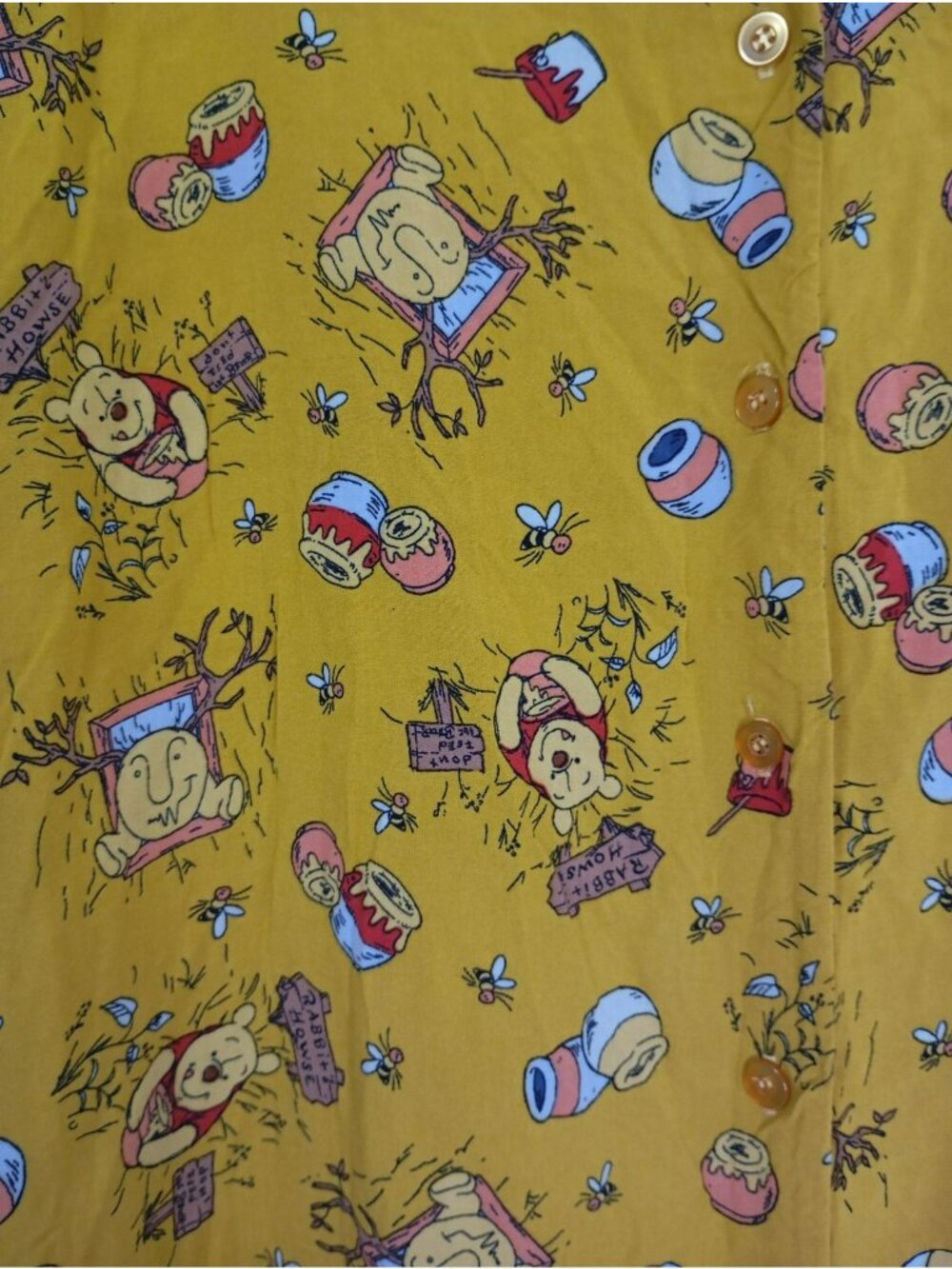 Disney Winnie The Pooh Yellow Skirt Button Front & All-Over Print Rayon Size 0 - Picture 7 of 10
